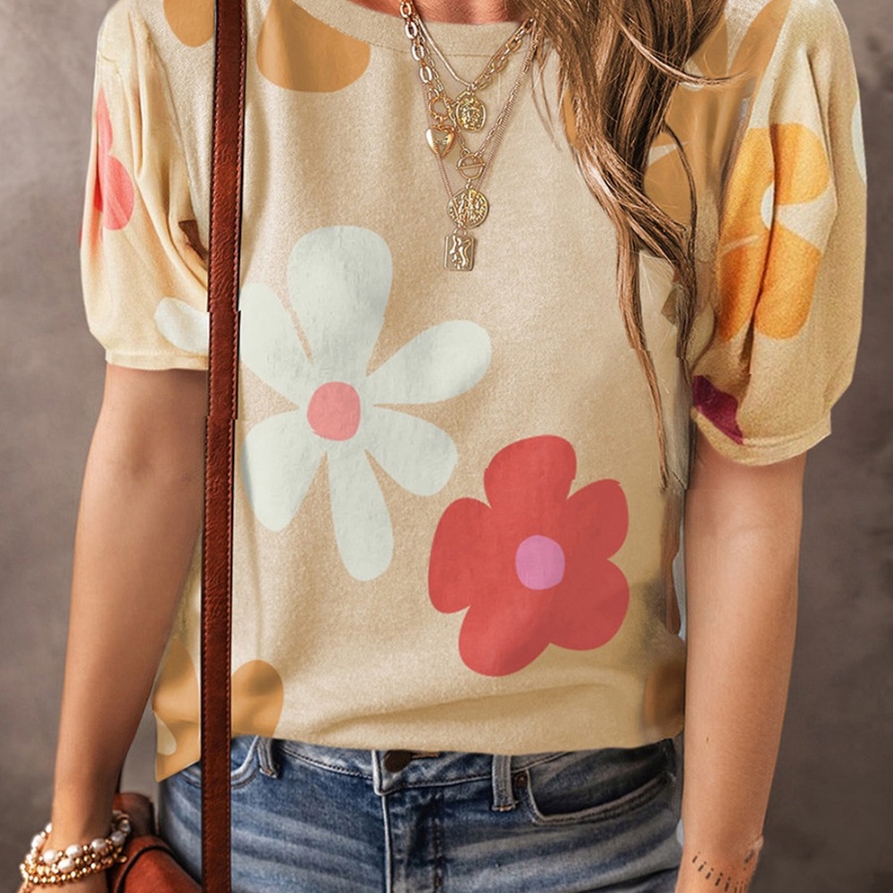 Colorful Floral Short Sleeve Top